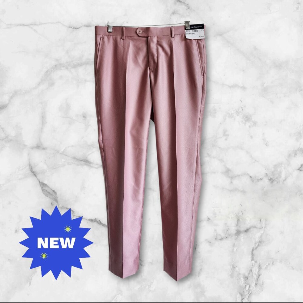 35x30 Pink Pants New Jos A Bank Skinny Fit Trouser Pant Polyester Nwt Mens Size